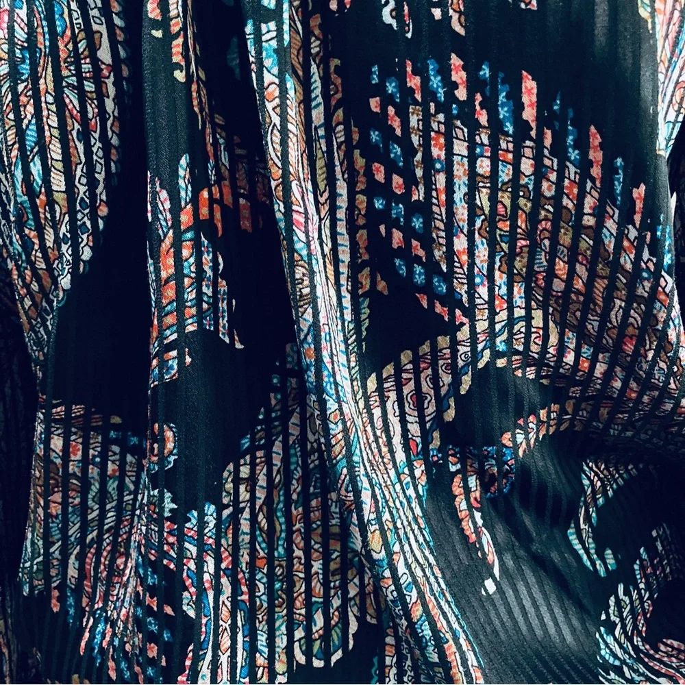 Anthropologie NWT Maeve Madeira Pattern Burnout Satin Blouse black paisley small - Picture 3 of 7